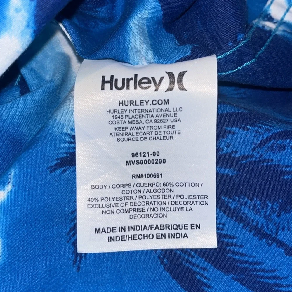 Hurley Hawaiian shirt- blue surf palm trees-Rare - Picture 6 of 8